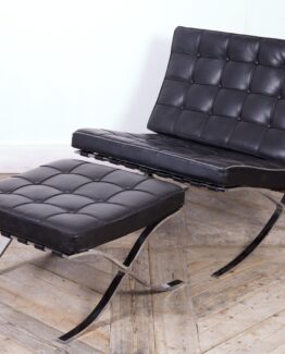 Black Barcelona Chair and Footstool Black Barcelona Chair and Footstool