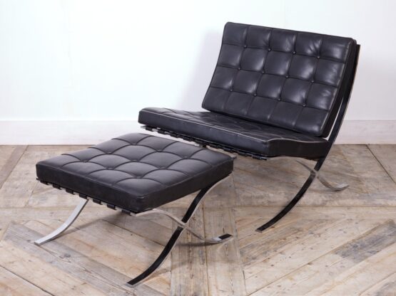 Black Barcelona Chair and Footstool
