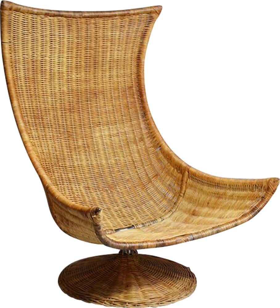 mid century rattan swivel chair