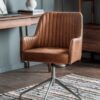Fluted Leather Swivel Chair