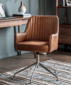 Fluted Leather Swivel Chair