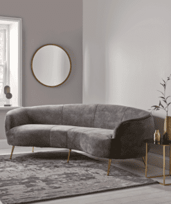 Deep Grey Velvet Curved Sofa