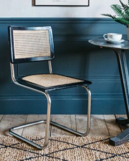 Mid Century Modern Black Mango Wood and Chrome Chair