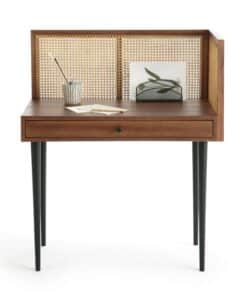 Noya Vintage Desk with Rattan Panels