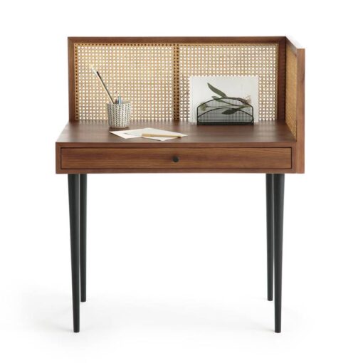 Noya Vintage Desk with Rattan Panels