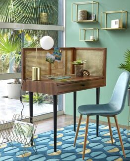 Noya Vintage Desk with Rattan Panels Noya Vintage Desk with Rattan Panels