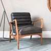 Mid Century Modern Black Leather Armchair