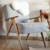 Vintage Grey Fabric Armchair