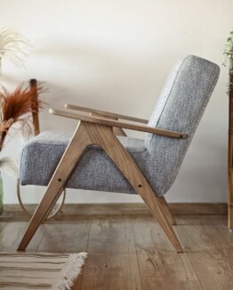 Vintage Grey Fabric Armchair
