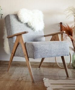 Vintage Grey Fabric Armchair