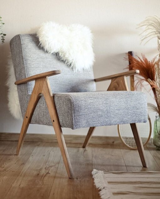 Vintage Grey Fabric Armchair