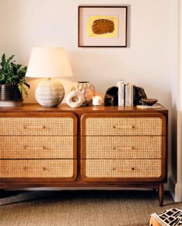 Mid Century Modern Oscar Cane and Oak Dresser Mid Century Modern Oscar Cane and Oak Dresser
