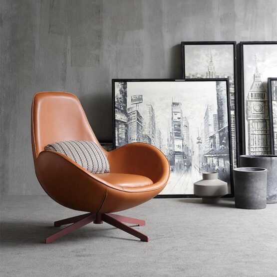 Mid Century Modern Pod Leather Armchair