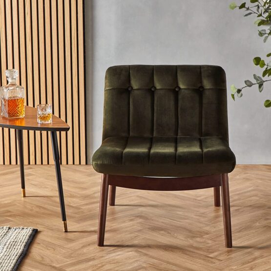 Olive Crane buttoned Lounge Chair