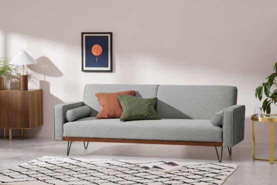 Warner click clack mid century modern sofa bed