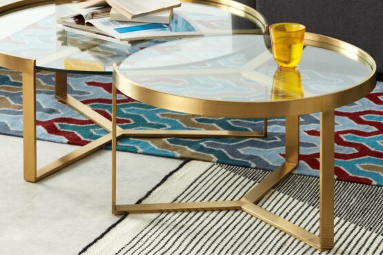 Gold coffee table close up