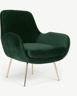 Moby Green Velvet Armchair Gold Legs