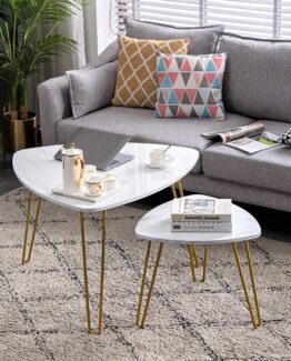 Set Of 2 Marble Effect Coffee Tables
