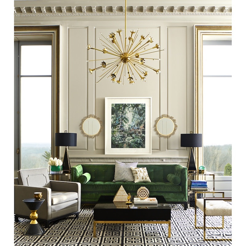 Mid Century Modern in a Neoclassical Room using light fittings