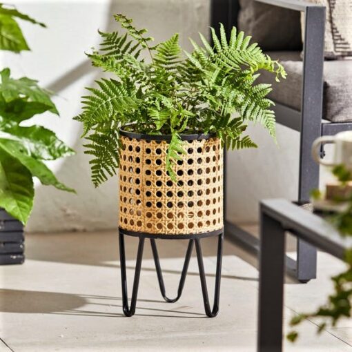 Sulu Small Rattan Effect Plant Pot Stand
