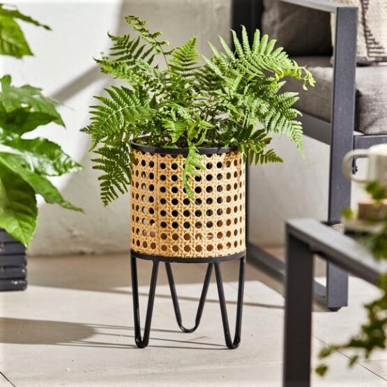 Sulu Small Rattan Effect Plant Pot Stand