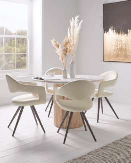 boucle mid century dining chairs