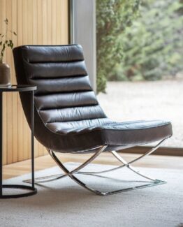 Casino leather lounger black
