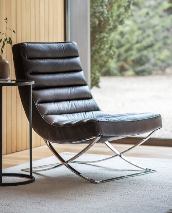 Casino leather lounger black