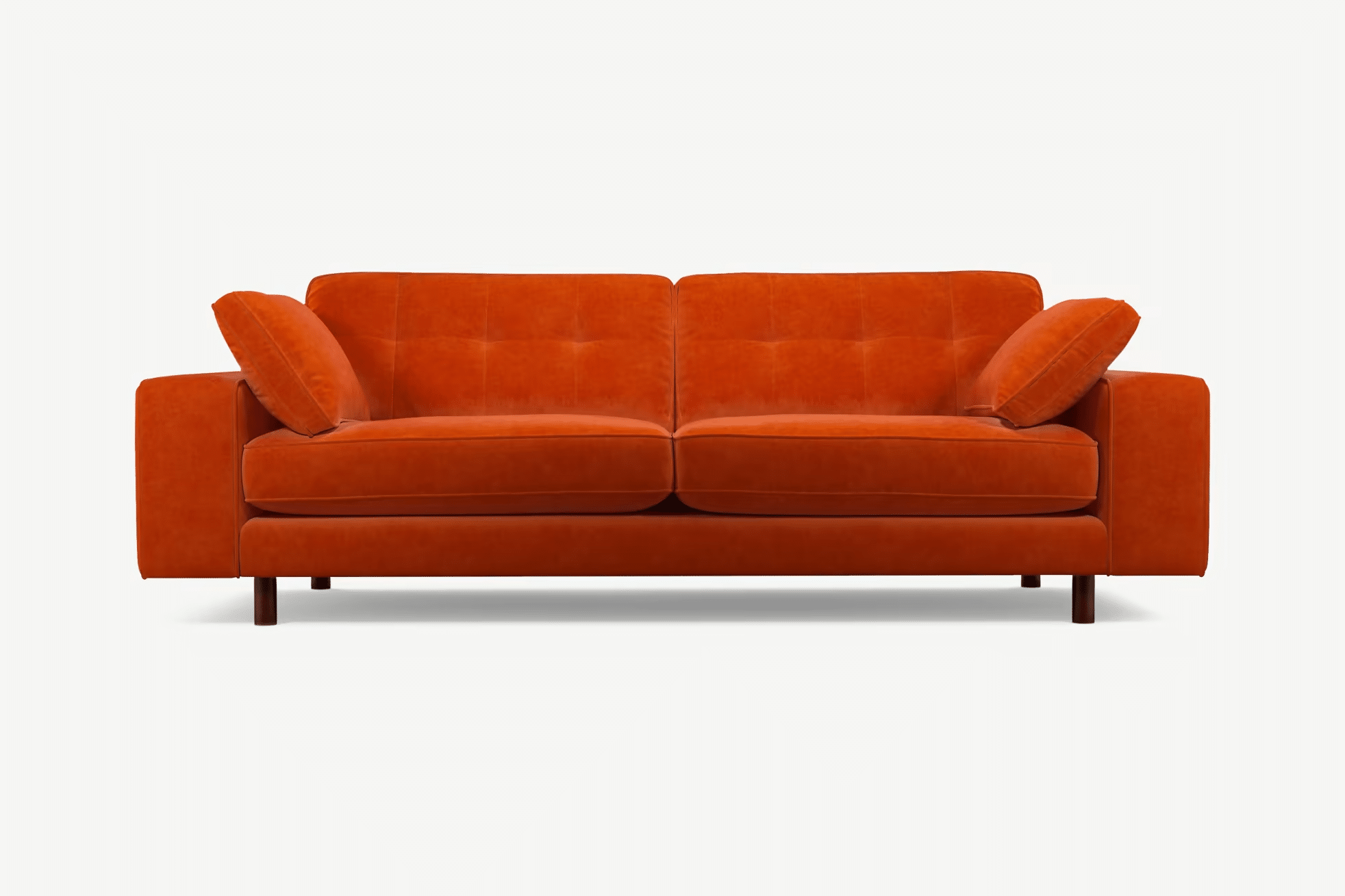 orange velvet sofa