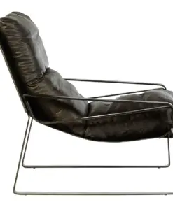 Distressed Leather Industrial Style Lounge Chair