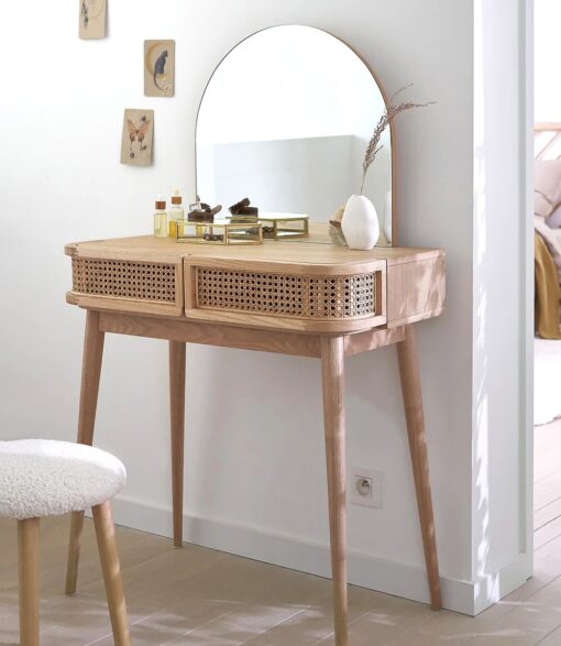 Laora 2 Drawer Ash and Canework Dressing Table