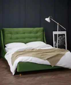 Upholstered Velvet Pillow back Headboard Bed