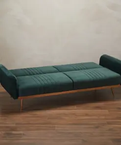 Velvet Click Clack Sofa Bed with Copper Frame