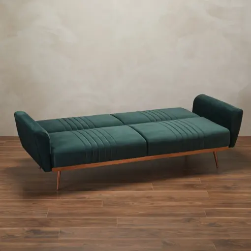 Velvet Click Clack Sofa Bed with Copper Frame