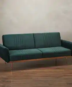 Velvet Click Clack Sofa Bed with Copper Frame