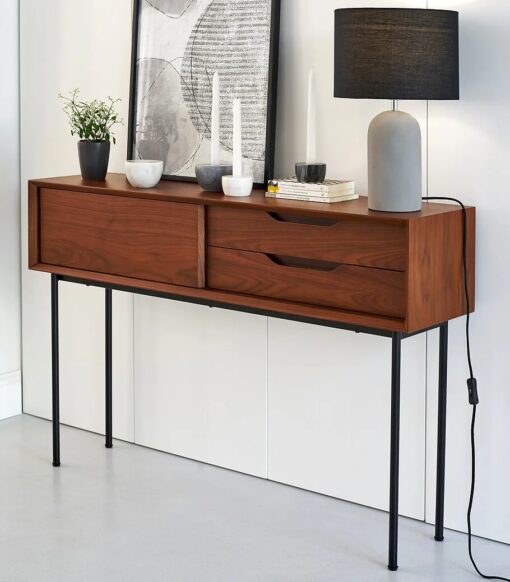 Walnut Veneer Console