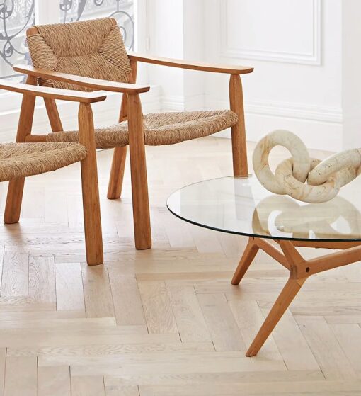 Maricielo Oak & Glass Coffee Table