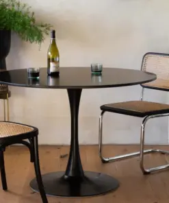 70's Inspired Black Round Dining Table