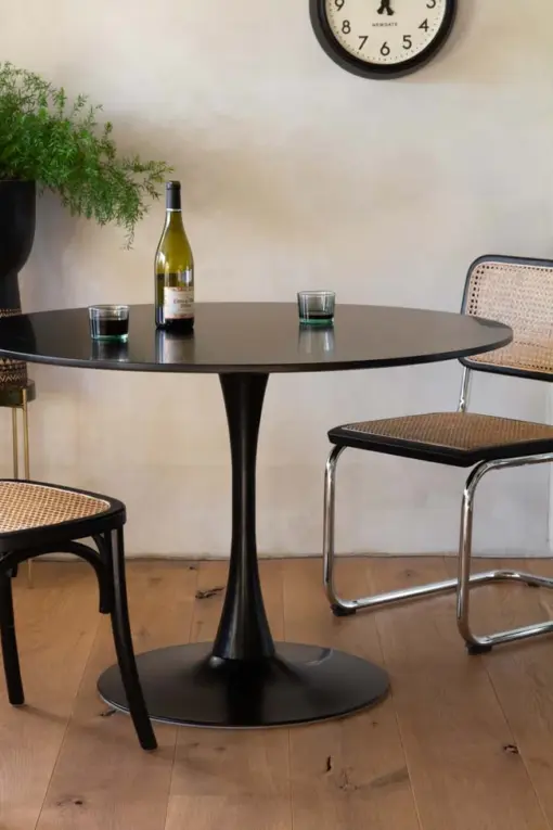 70's Inspired Black Round Dining Table
