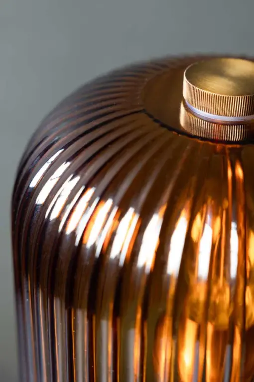 Amber Seventies Glass Table Lamp