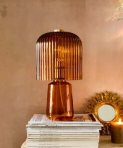 Amber Seventies Glass Table Lamp