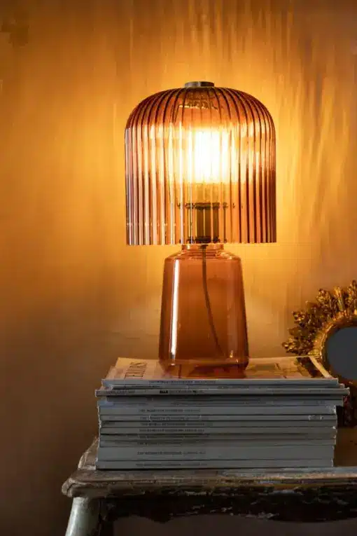 Amber Seventies Glass Table Lamp