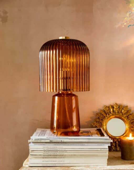 Amber Seventies Glass Table Lamp