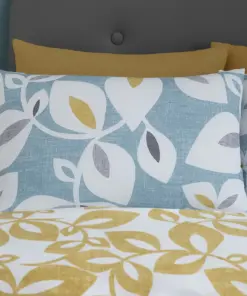 Catherine Lansfield Inga Leaf Teal Reversible Duvet Cover & Pillowcase Set