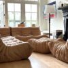 Ligne Roset Togo 5 Piece Sofa in Camel Leather