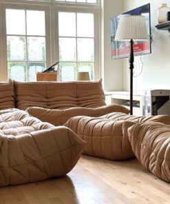 Ligne Roset Togo 5 Piece Sofa in Camel Leather