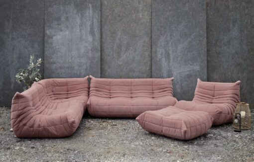 Ligne Roset Togo 5 Piece Sofa in Dusty Pink