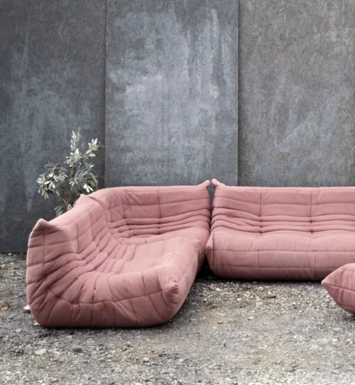 Ligne Roset Togo 5 Piece Sofa in Dusty Pink