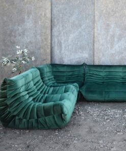 Ligne Roset Togo 5 Piece Sofa in Green Velvet