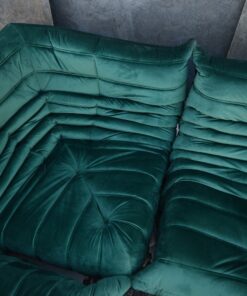 Ligne Roset Togo 5 Piece Sofa in Green Velvet